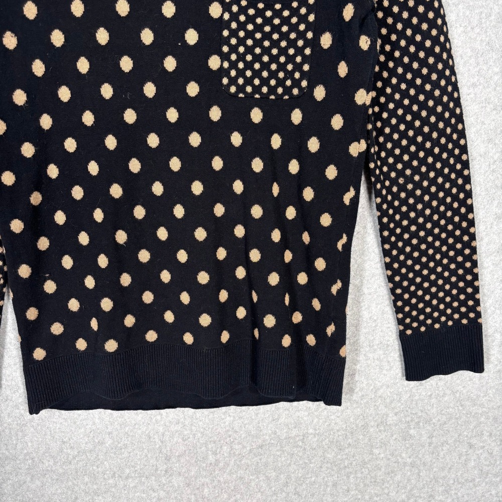 Black Tan Polka Dot Sweater Medium Neutral Maximalism Quirky Twee‎ Loud Luxury - Picture 3 of 10